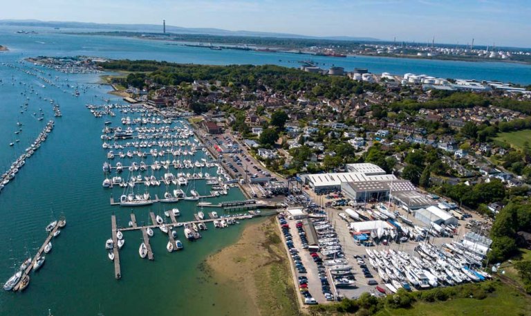 aerial photo of hamble marina